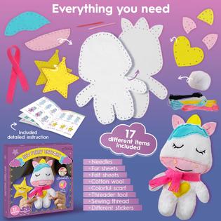 qollorette Fur Sewing Kit for Children, Sew Your Own Unicorn Toy Kids'  Craft Kit - Sewing Kit for Kids, Learn to Sew & Play