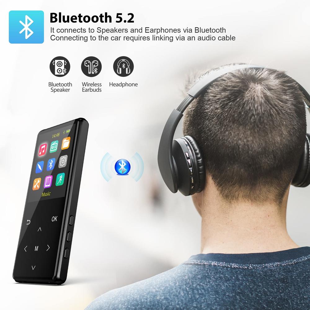 Safuciiv MP3 Player, 64GB MP3 Players with Bluetooth 5.2 Supports Lossless Music to Restore High-Fidelity Sound Quality, with FM, Support