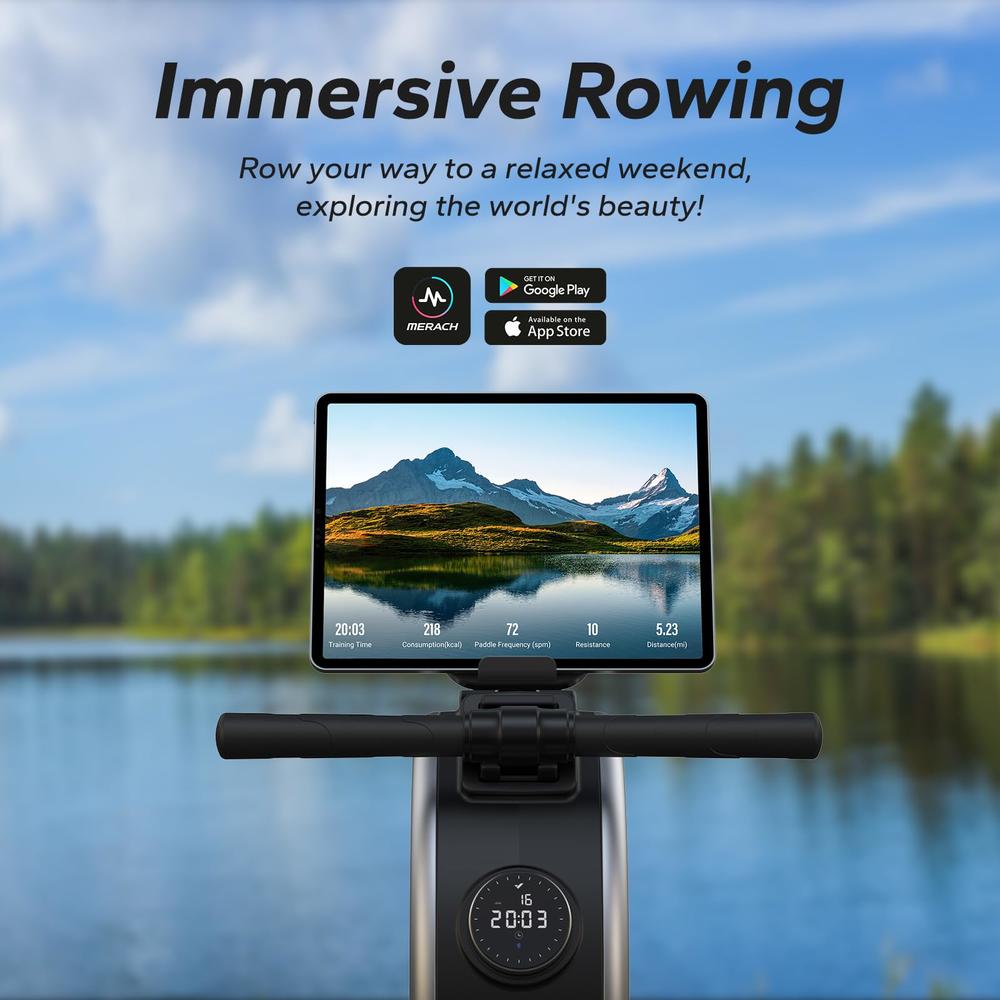 Merach Rower MERACH Rowing Machine, MERACH Bluetooth Magnetic Rower Machine with ...