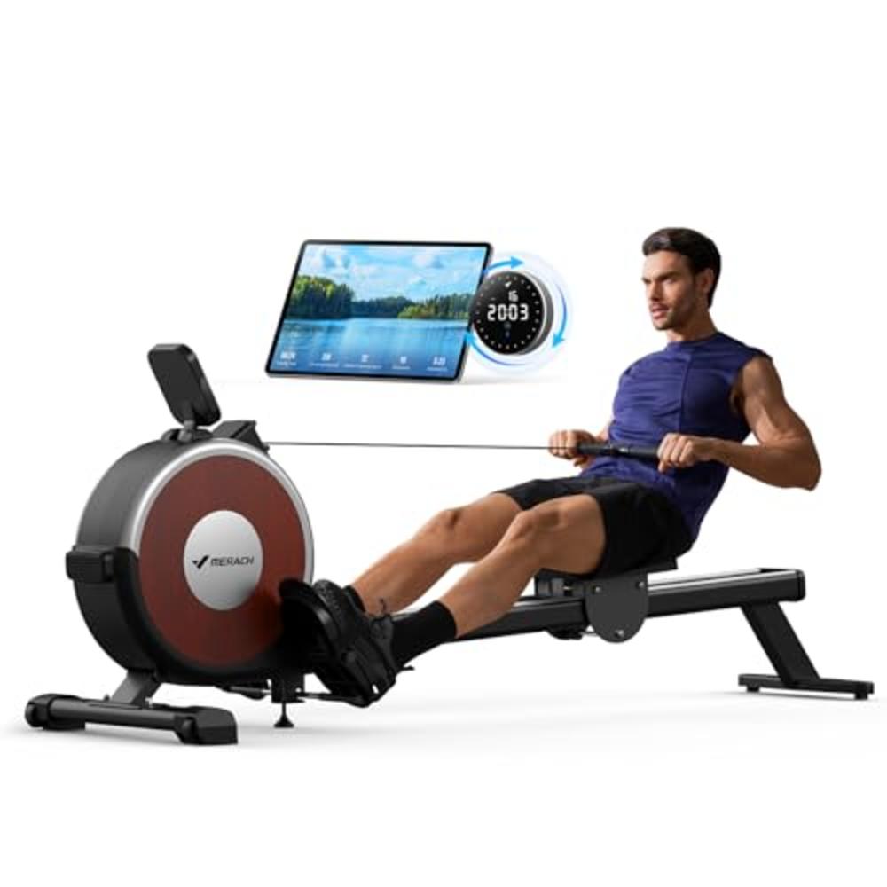 Merach Rower MERACH Rowing Machine, MERACH Bluetooth Magnetic Rower Machine with ...