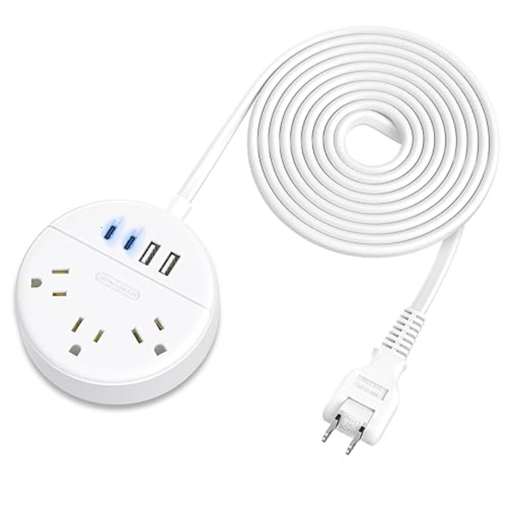 NTONPOWER 2 Prong Power Strip with USB C, NTONPOWER 10 FT Extension Cord, 2 Prong to 3 Prong Outlet Adapter, 180° Polarized Plug, 3 Outlet