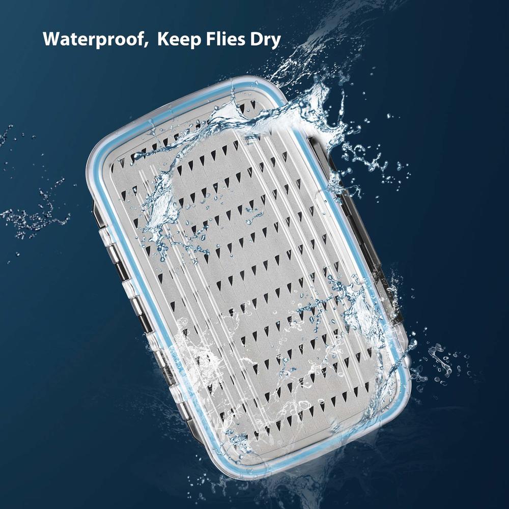 Gonex Fly Boxes for Fly Fishing Two-Sided Waterproof Lightweight Fly Fishing Box Easy Grip Transparent Lid Fly Fishing Lures Box