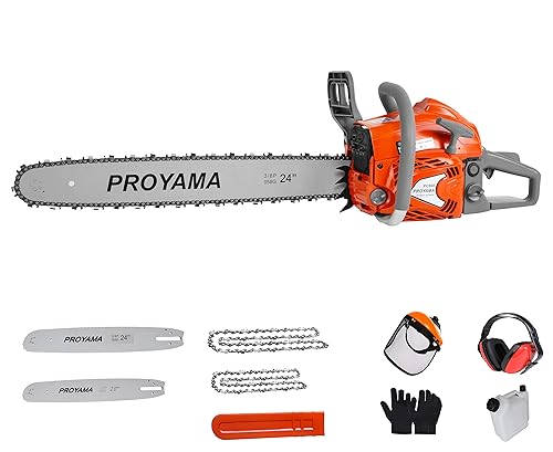 PROYAMA 68cc 2-cycle Top Handle gas Powered chainsaw 24 Inch 20 Inch Petrol Handheld cordless chain Saw for Tree Wood cutting