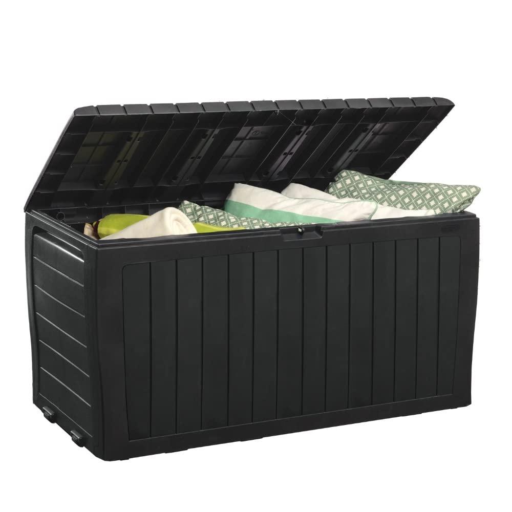 Keter Marvel Plus 71 Gallon Resin Deck Box-Organization and Storage for Patio Furniture Outdoor Cushions, Throw Pillows, Garden 
