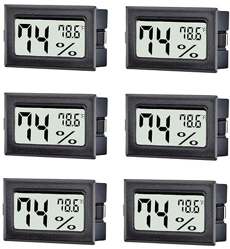 TASOGEN 6 Pack Mini Digital Thermometer Hygrometer,Indoor Temperature and Humidity Gauge Meter Monitor Fahrenheit (℉) for Home,G