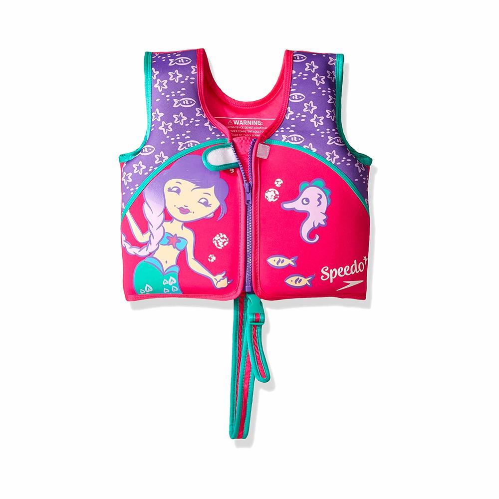 Speedo Unisex-Child Swim Flotation Classic Life Vest Begin to Swim UPF 50 Purple Printed, Medium