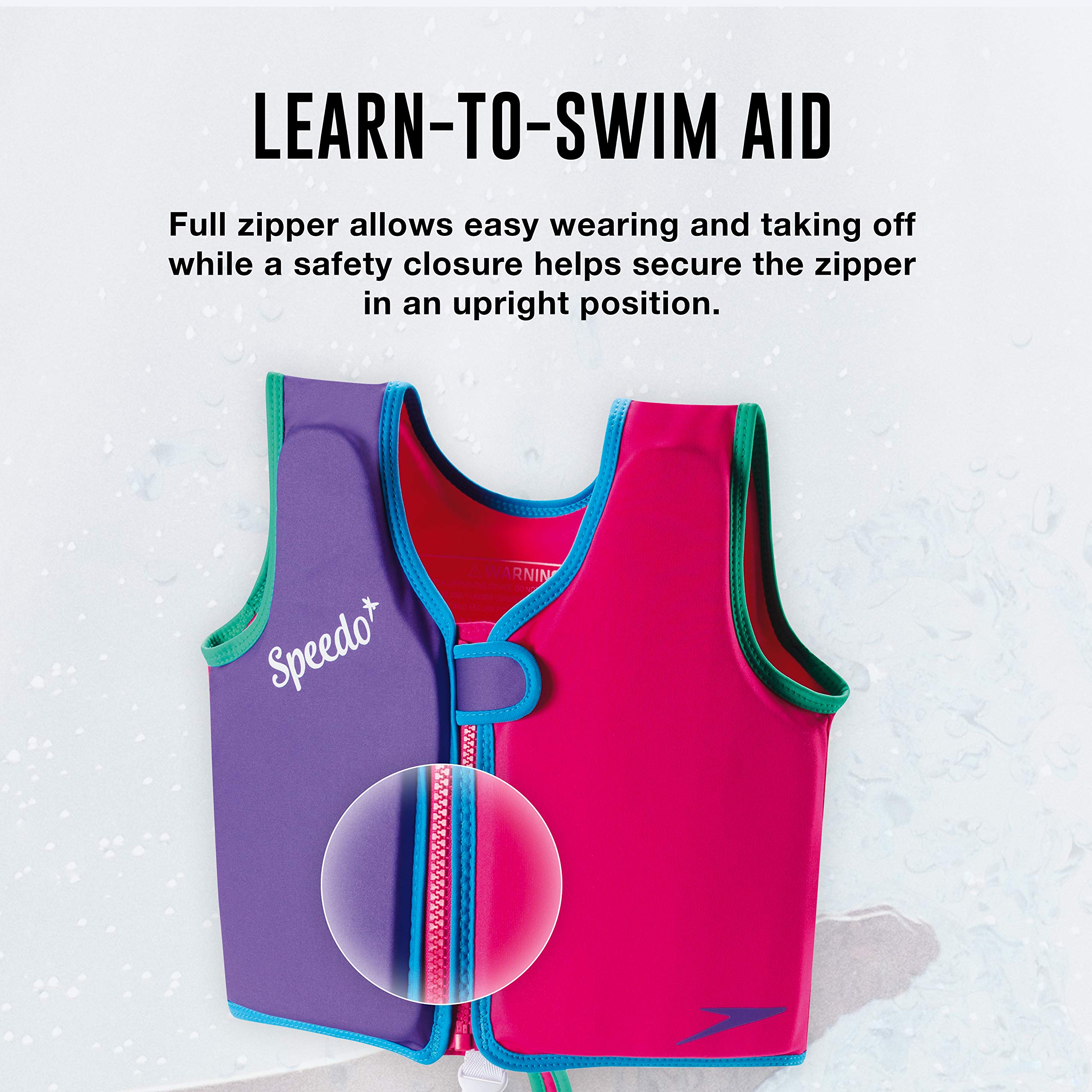 Speedo Unisex-Child Swim Flotation Classic Life Vest Begin to Swim UPF 50 Purple Printed, Medium