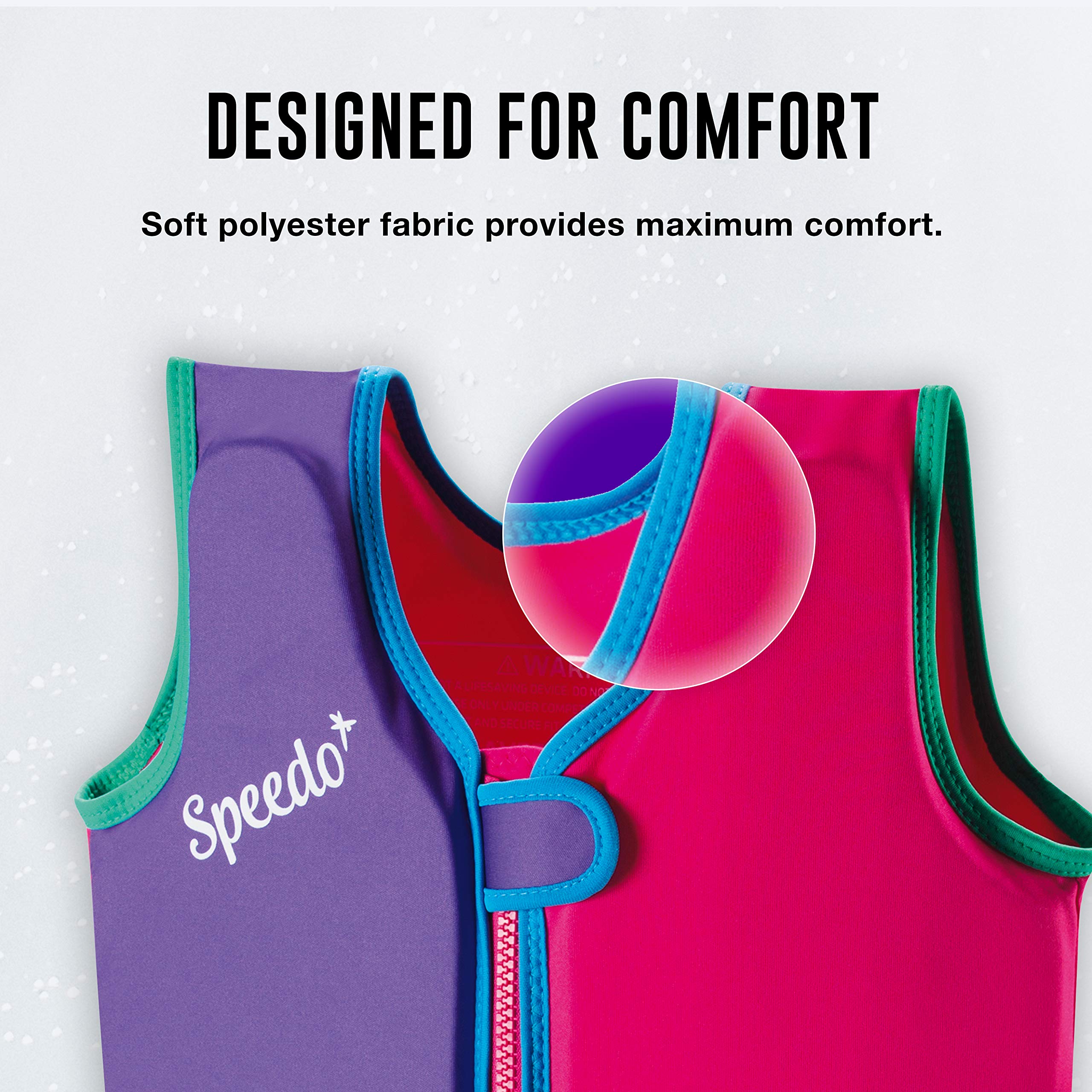 Speedo Unisex-Child Swim Flotation Classic Life Vest Begin to Swim UPF 50 , Purple Printed, Large