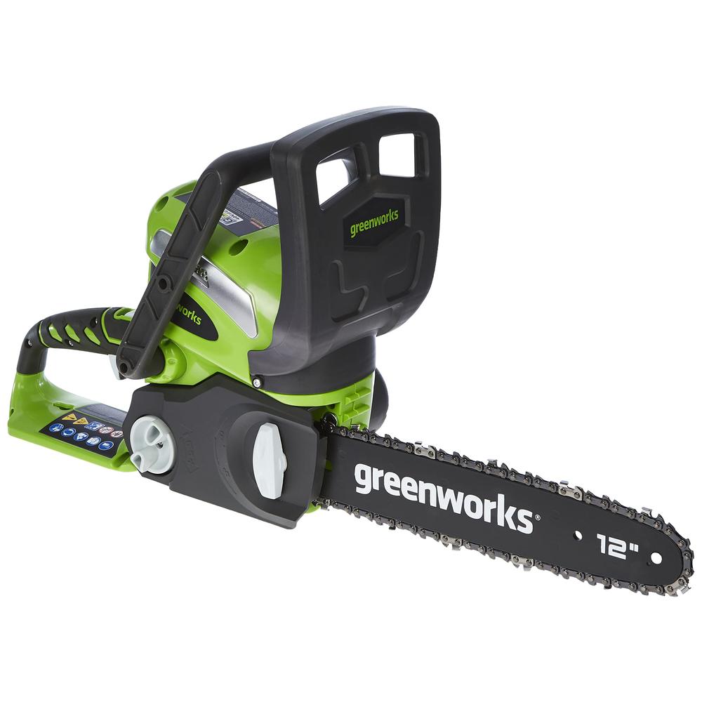 Greenworks 40V 12" Cordless Compact Chainsaw (Great For Storm Clean-Up, Pruning, and Camping), Tool Only