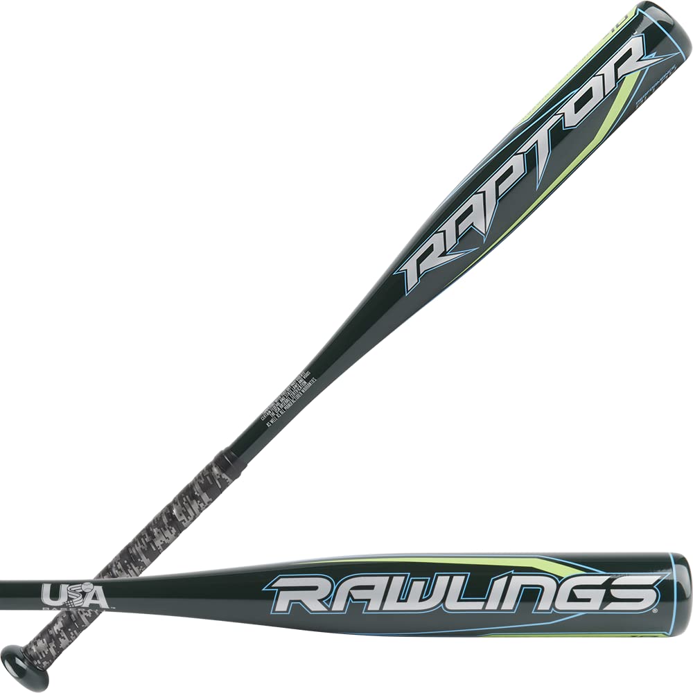 Rawlings Raptor USA Baseball Bat | -10 | 1 Pc. Aluminum | Dark Green | 26 inch
