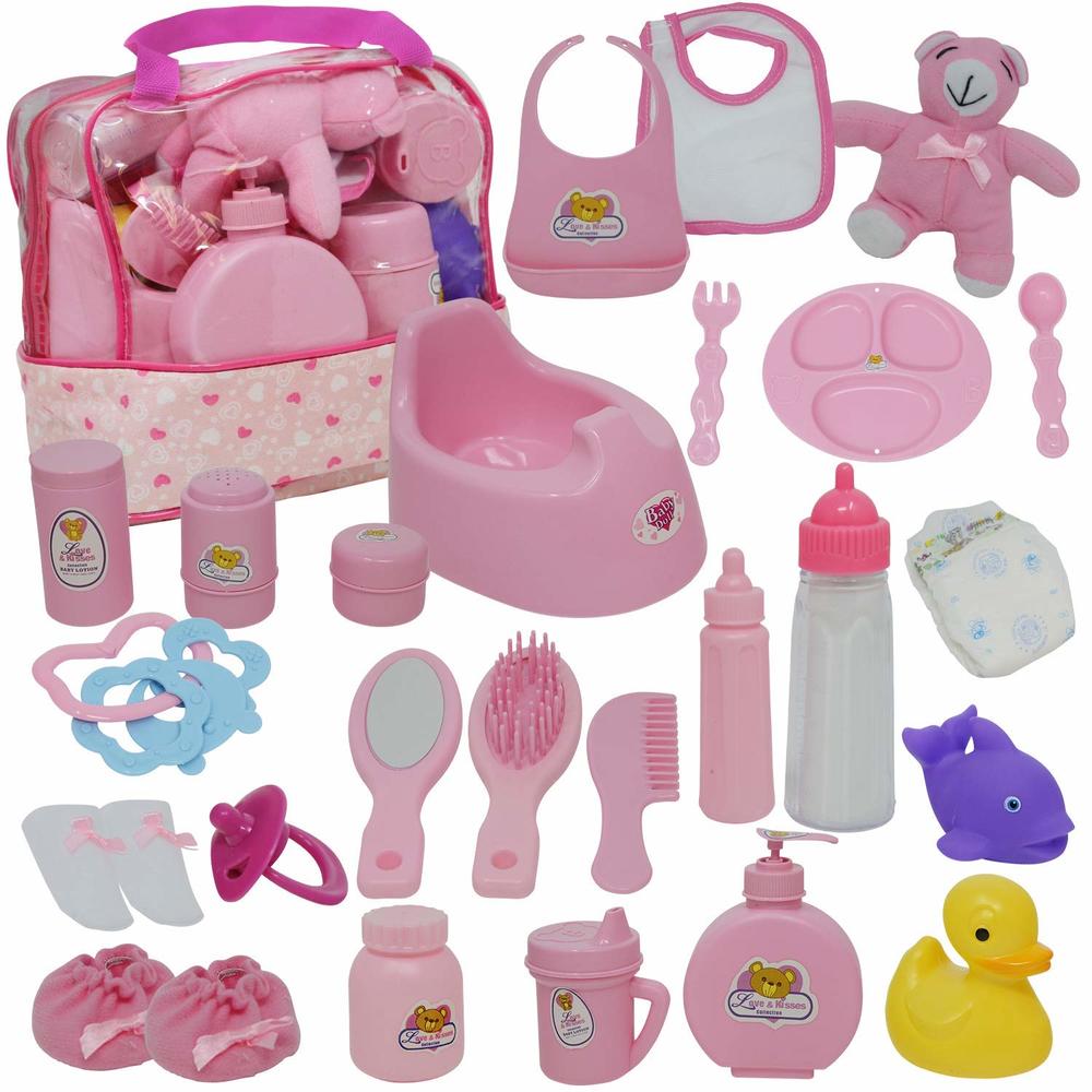 The New York Doll Collection Doll Feeding Set with Baby Doll Accessories Includes Doll Bottles (30 Pack)