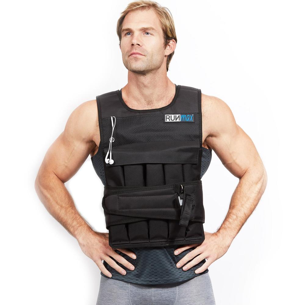 RUNmax 12lb-140lb Weighted Vest (Without Shoulder Pads, 40lb), Black
