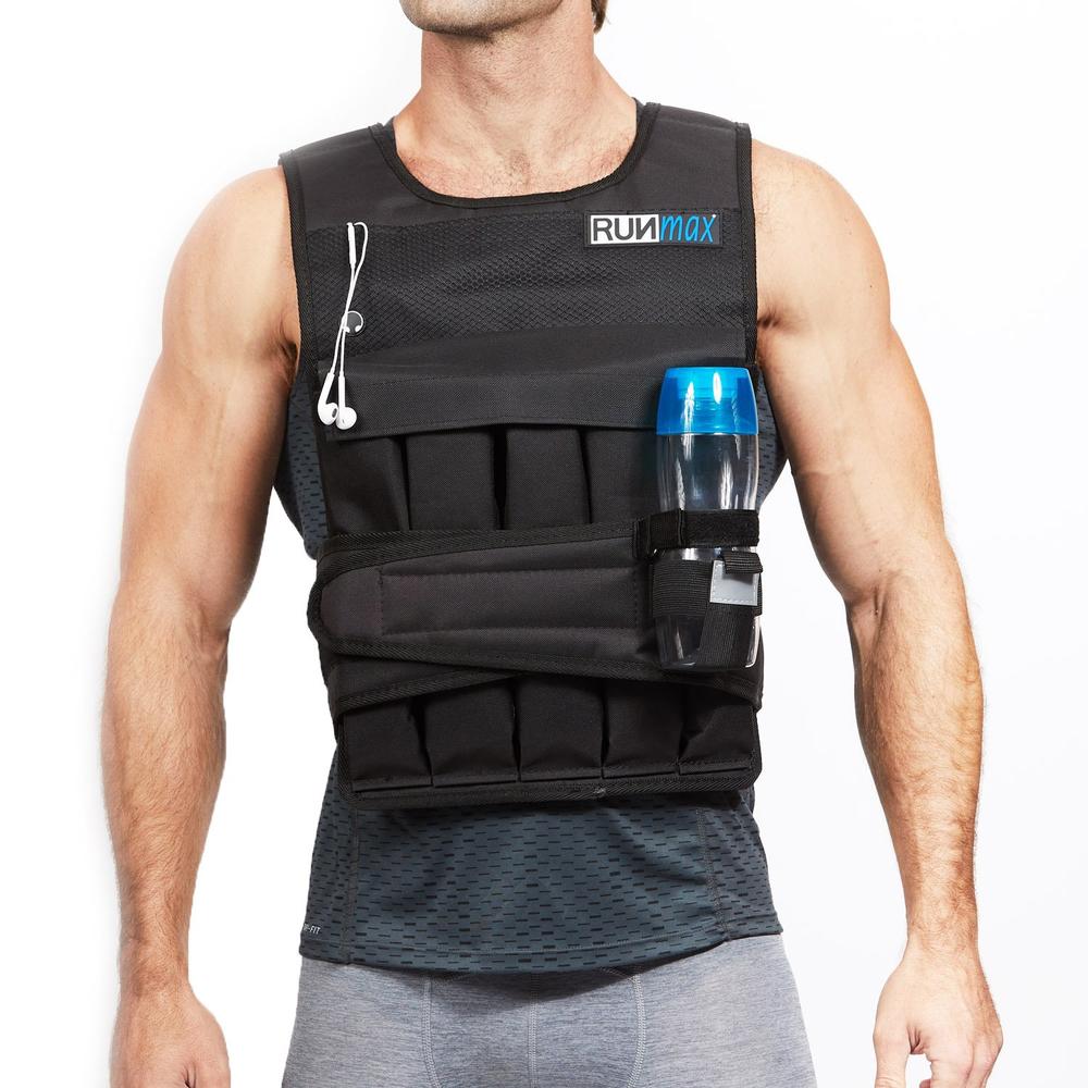 RUNmax 12lb-140lb Weighted Vest (Without Shoulder Pads, 40lb), Black