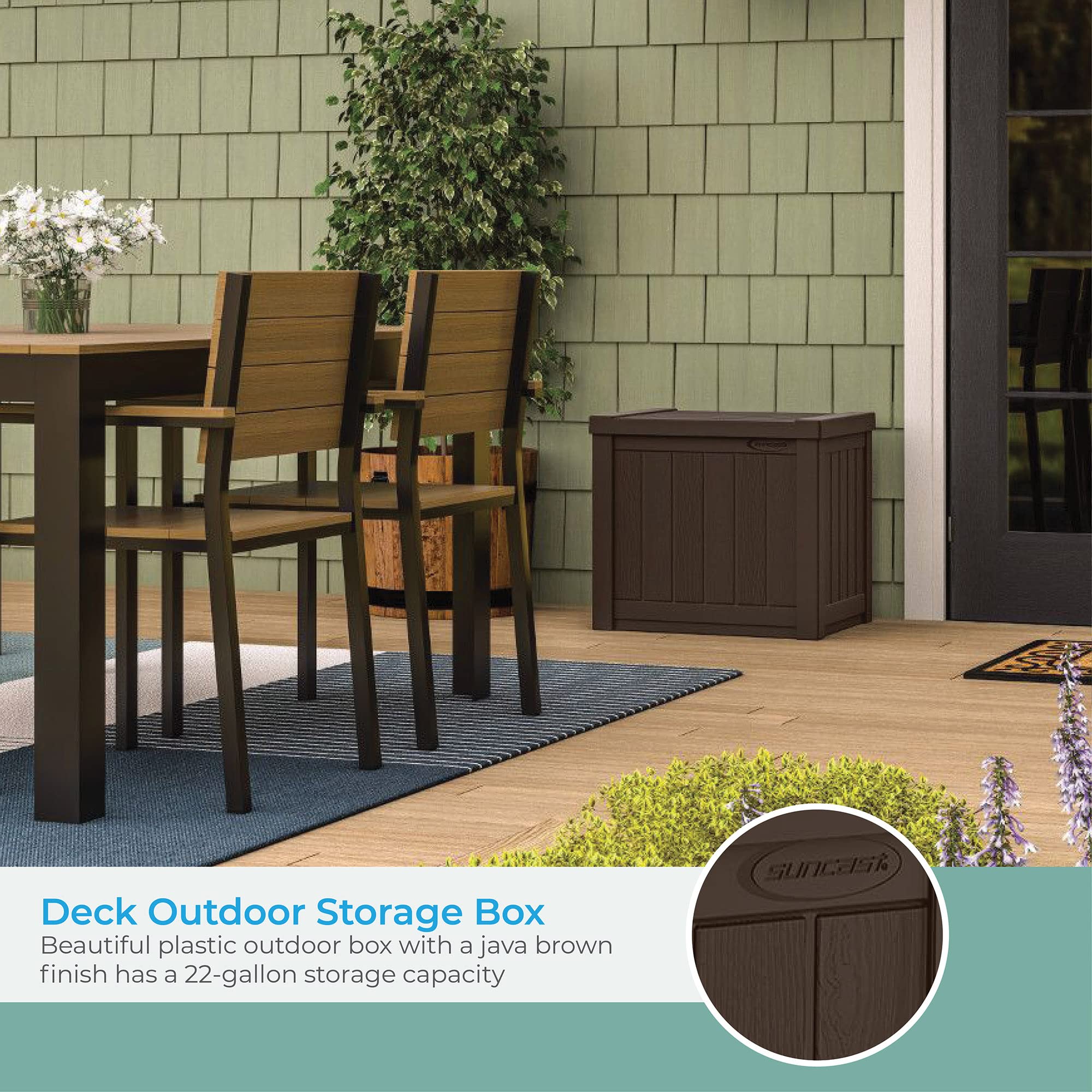 Outdoor Suncast Ss601st Suncast 22 Gallon Deck Box With Storage Seat Stoney  (SS601ST), image size:2000x2000