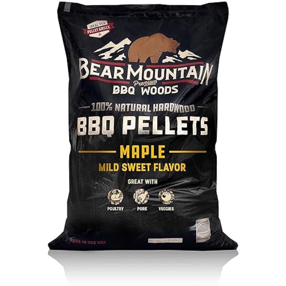 Bear Mountain Premium BBQ Woods 100% All-Natural Hardwood Pellets - Maple Wood (20 lb. Bag) Perfect for Pellet Smokers, Smoky Wo
