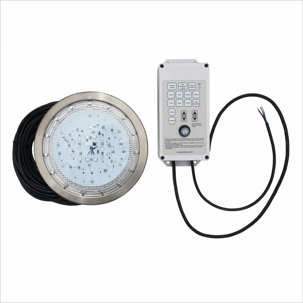 Poolexa SS1050X 10 Inch Large LED Multicolor Inground Pool Light with 50 Foot Cord for Wet Niche (Controller Included)