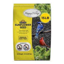 Happy Wings Black Oil Sunflower Seeds Wild Bird Food- 15 Pounds | No Grow Seed | Bird Seed for Wild Birds