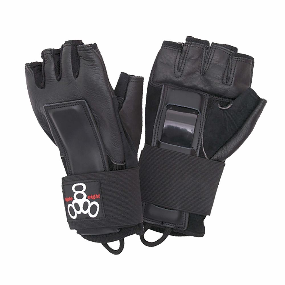 Triple Eight Hired Hands Skateboarding Wrist Guard Gloves, X-Large, Black