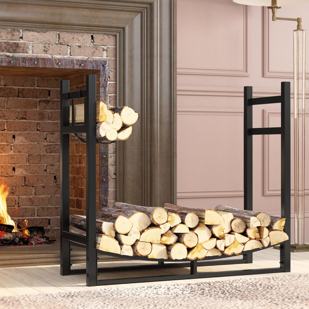 Fire Beauty Fireplace Log Rack with Kindling Holder Firewood Holder for Wood Storage Storage Log Holder (14.3lb)