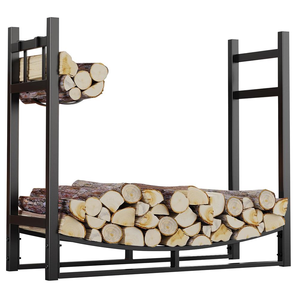 Fire Beauty Fireplace Log Rack with Kindling Holder Firewood Holder for Wood Storage Storage Log Holder (14.3lb)