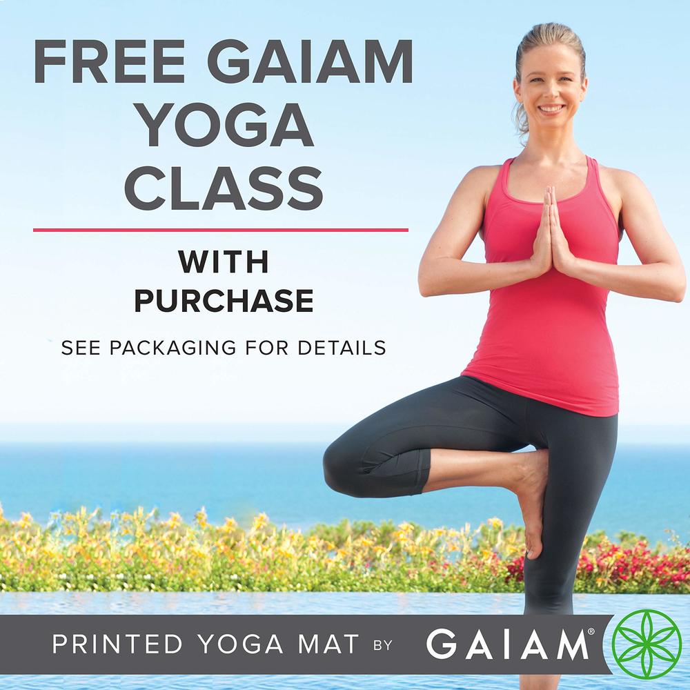 Gaiam Yoga Mat Premium Print Extra Thick Non Slip Exercise & Fitness Mat for All Types of Yoga, Pilates & Floor Workouts, Atheni