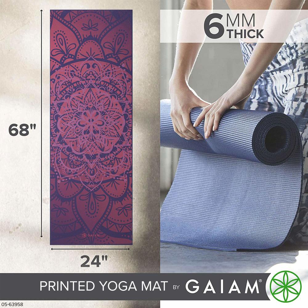 Gaiam Yoga Mat Premium Print Extra Thick Non Slip Exercise & Fitness Mat for All Types of Yoga, Pilates & Floor Workouts, Atheni