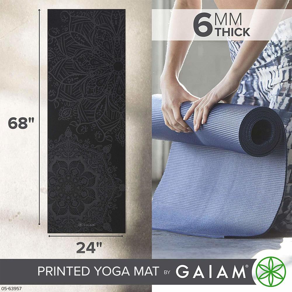 Gaiam Yoga Mat Premium Print Extra Thick Non Slip Exercise & Fitness Mat for All Types of Yoga, Pilates & Floor Workouts, Midnig