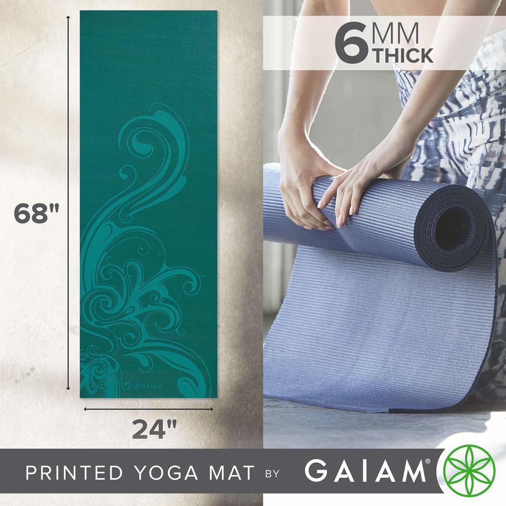 gaiam Yoga Mat Premium Print Extra Thick Non Slip Exercise & Fitness Mat for All Types of Yoga, Pilates & Floor Workouts, Turquo