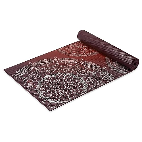 Gaiam Yoga Mat Premium Print Extra Thick Non Slip Exercise & Fitness Mat for All Types of Yoga, Pilates & Floor Workouts, Metall