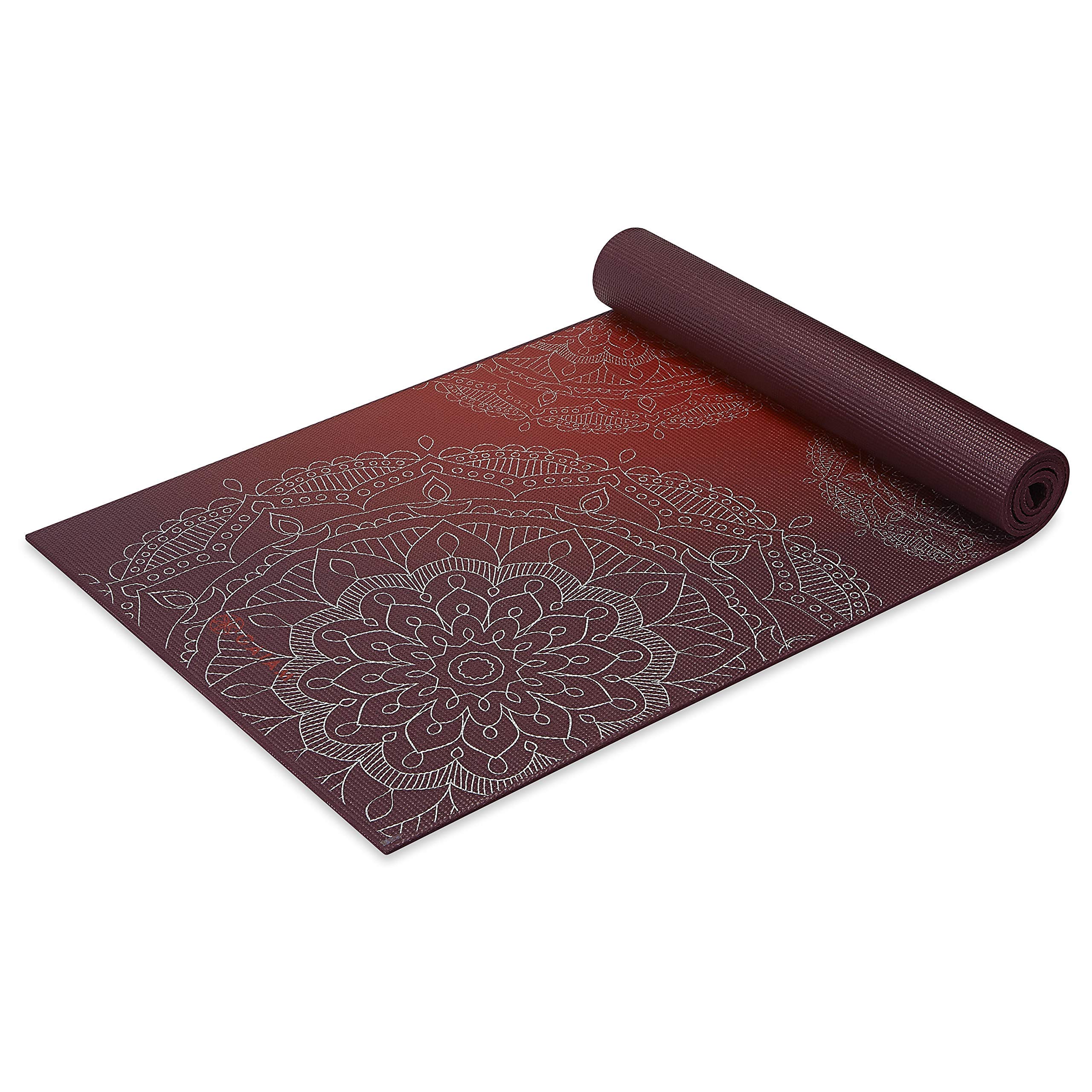 Gaiam Yoga Mat Premium Print Extra Thick Non Slip Exercise & Fitness Mat for All Types of Yoga, Pilates & Floor Workouts, Metall