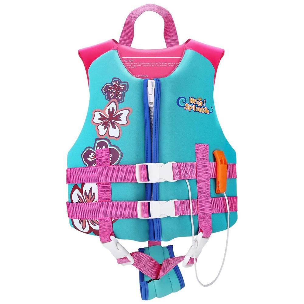 HeySplash Swim Vest for Kids, Child Size Watersports Kids Swim Vest Toddler Floatie Trainer Vest with Survival Whistle, Easy on 