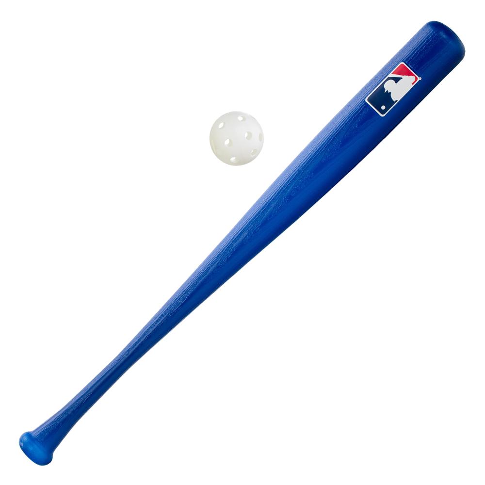 Franklin Sports Plastic Baseball Bat + Ball Set - MLB Kids Lightweight 30" Youth Blue