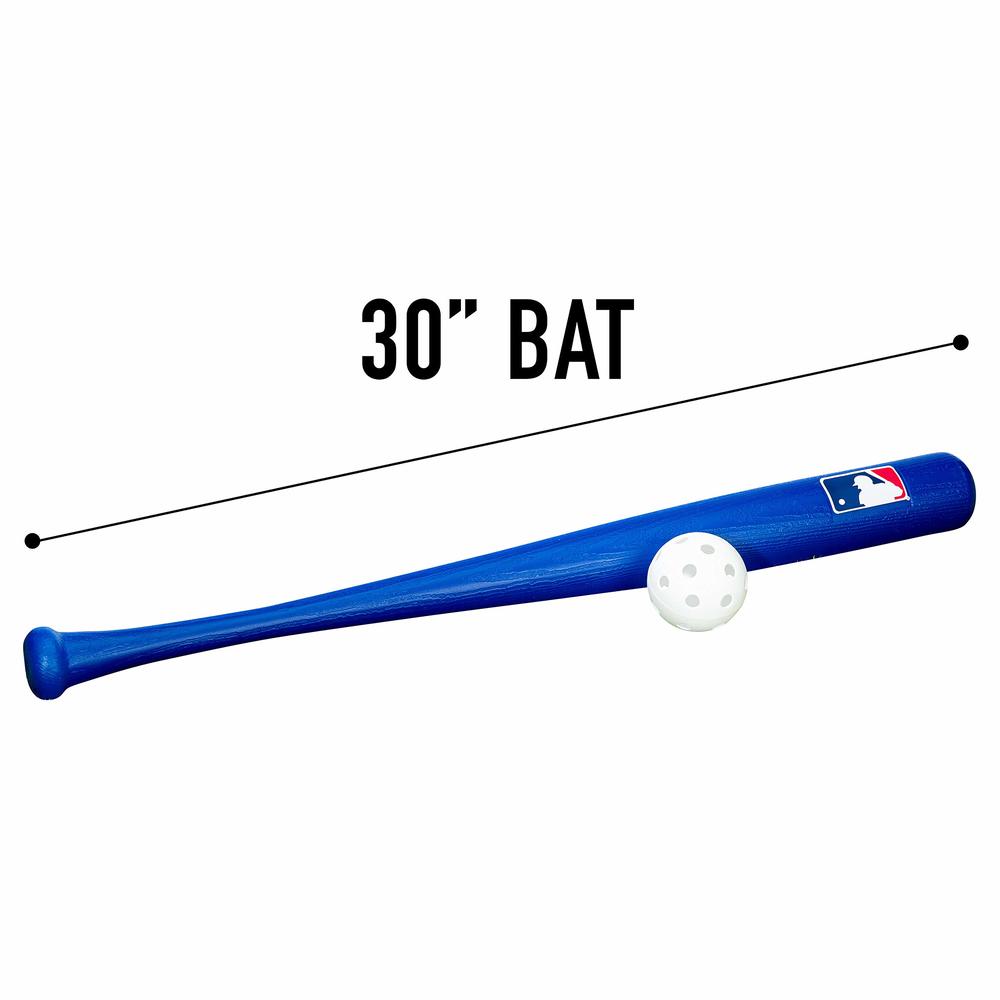Franklin Sports Plastic Baseball Bat + Ball Set - MLB Kids Lightweight 30" Youth Blue