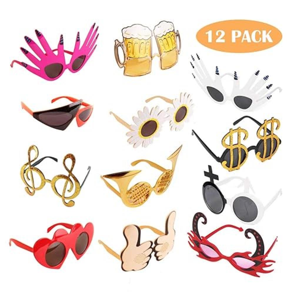 TD.IVES Funny Glasses Party Sunglasses Costume Sunglasses Masks,12 Pack Cool Shaped Funny Party Glasses