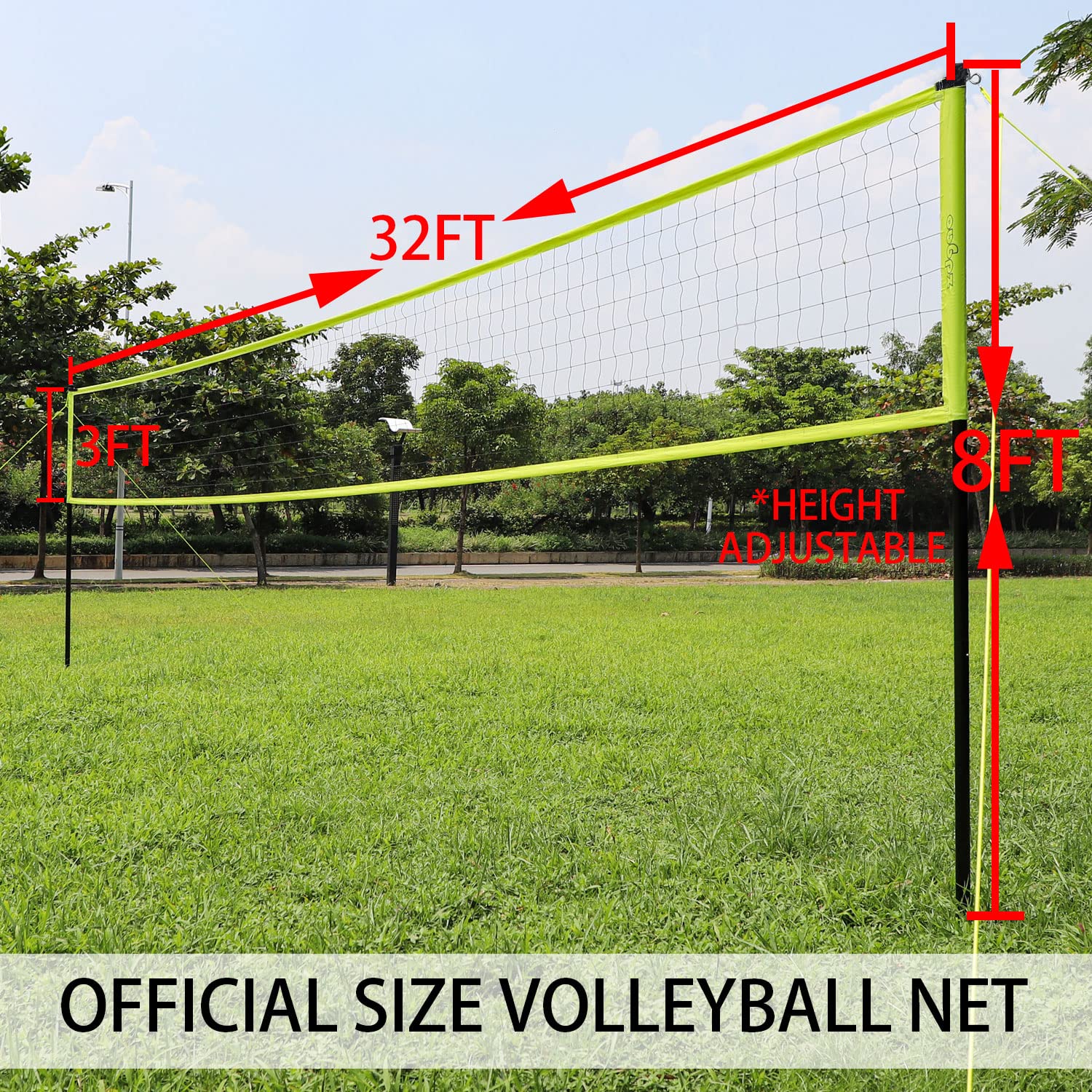 Zdgao Outdoor Portable Volleyball Net System - Adjustable Height Poles with Soft Volleyball Ball, Pump, Hammer, Boundary Line, and Car