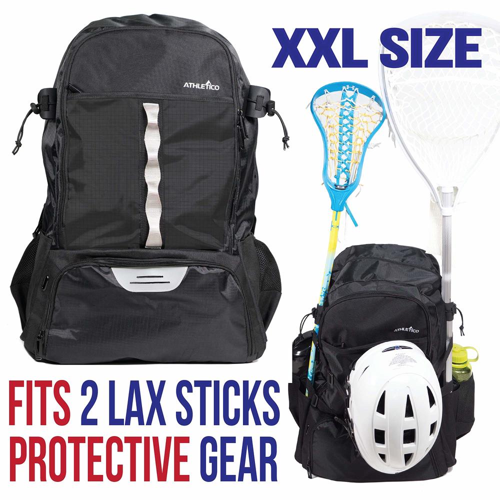 Athletico Lacrosse Bag - Extra Large Lacrosse Backpack - Holds All Lacrosse or Field Hockey Equipment - Two Stick Holders and Se