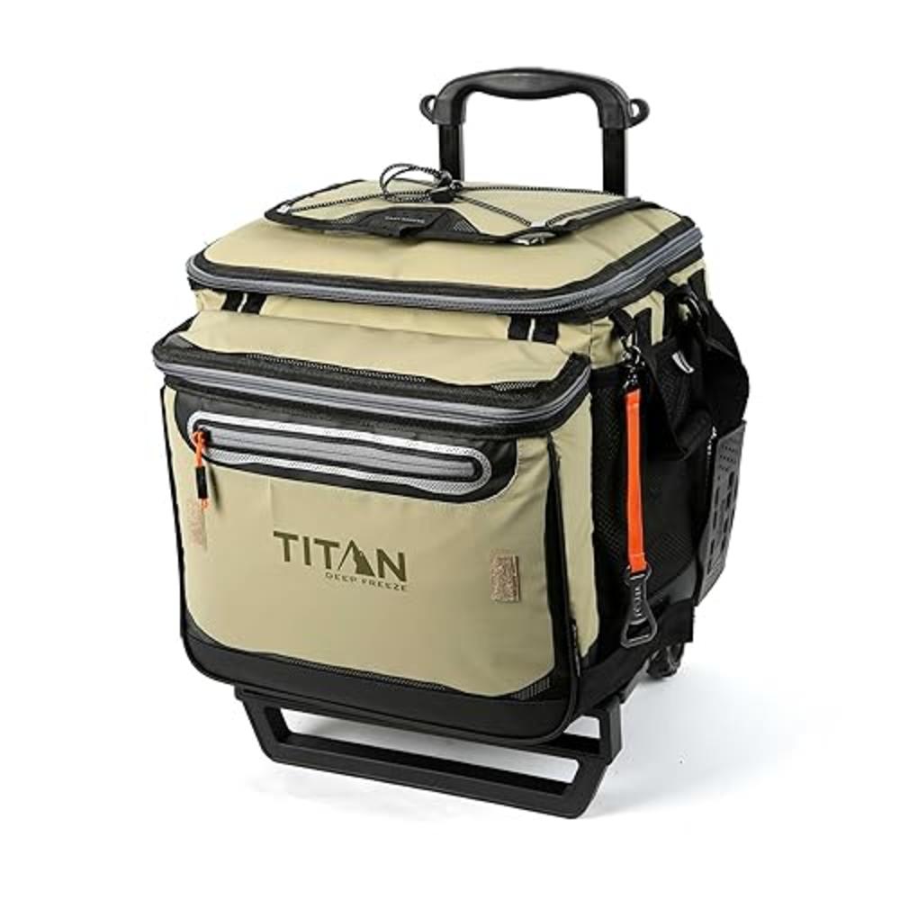 Arctic Zone Titan Deep Freeze 60 (50+10) Can Collapsible Rolling Cooler with Wheels and All-Terrain Cart, Moss