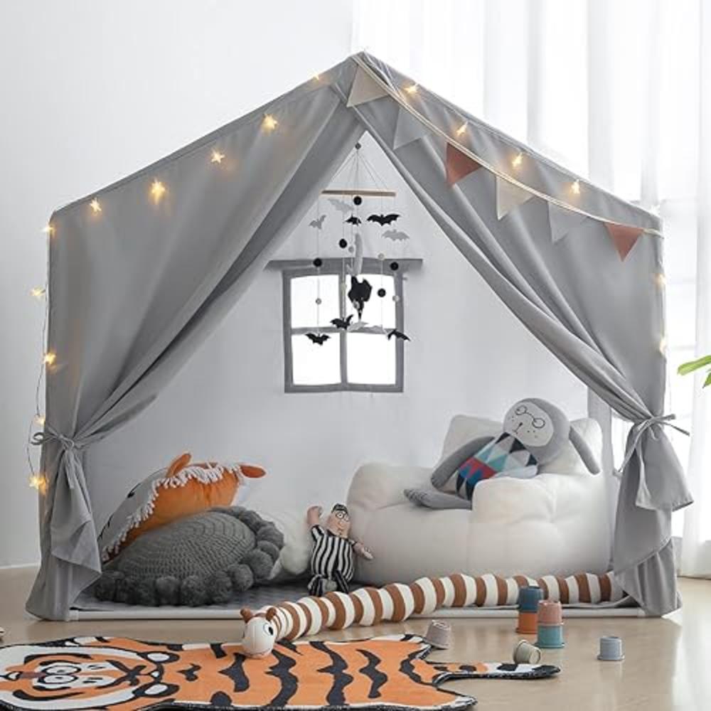 Razee Kids Play Tent, Razee Large Playhouse Tent Indoor, Play House Kids Tent Castle Tent for Girls Boys, Play Cottage (Grey)