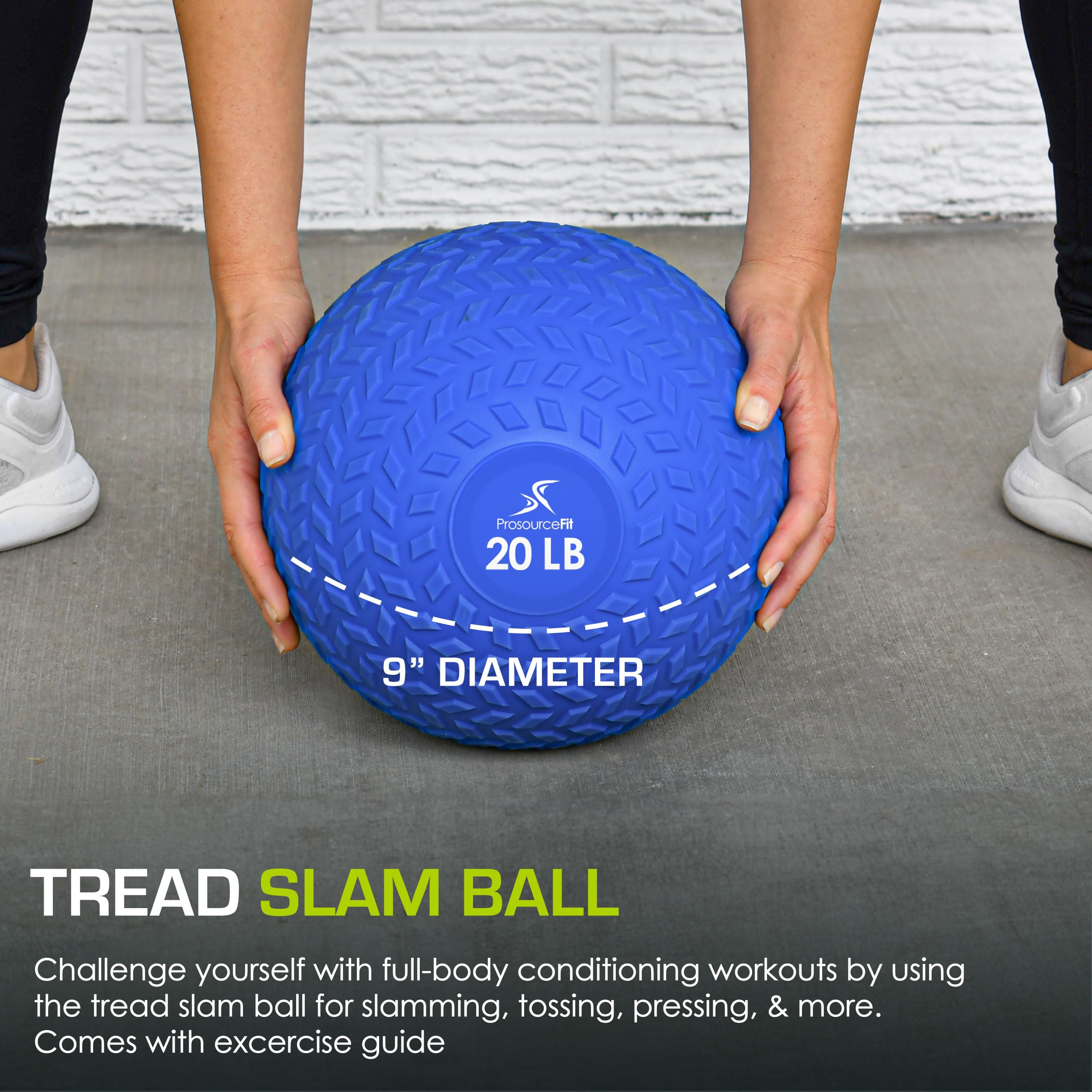 ProsourceFit Slam Medicine Balls, Smooth and Tread Textured Grip Dead Weight Balls for Crossfit, Strength and Conditioning Exerc