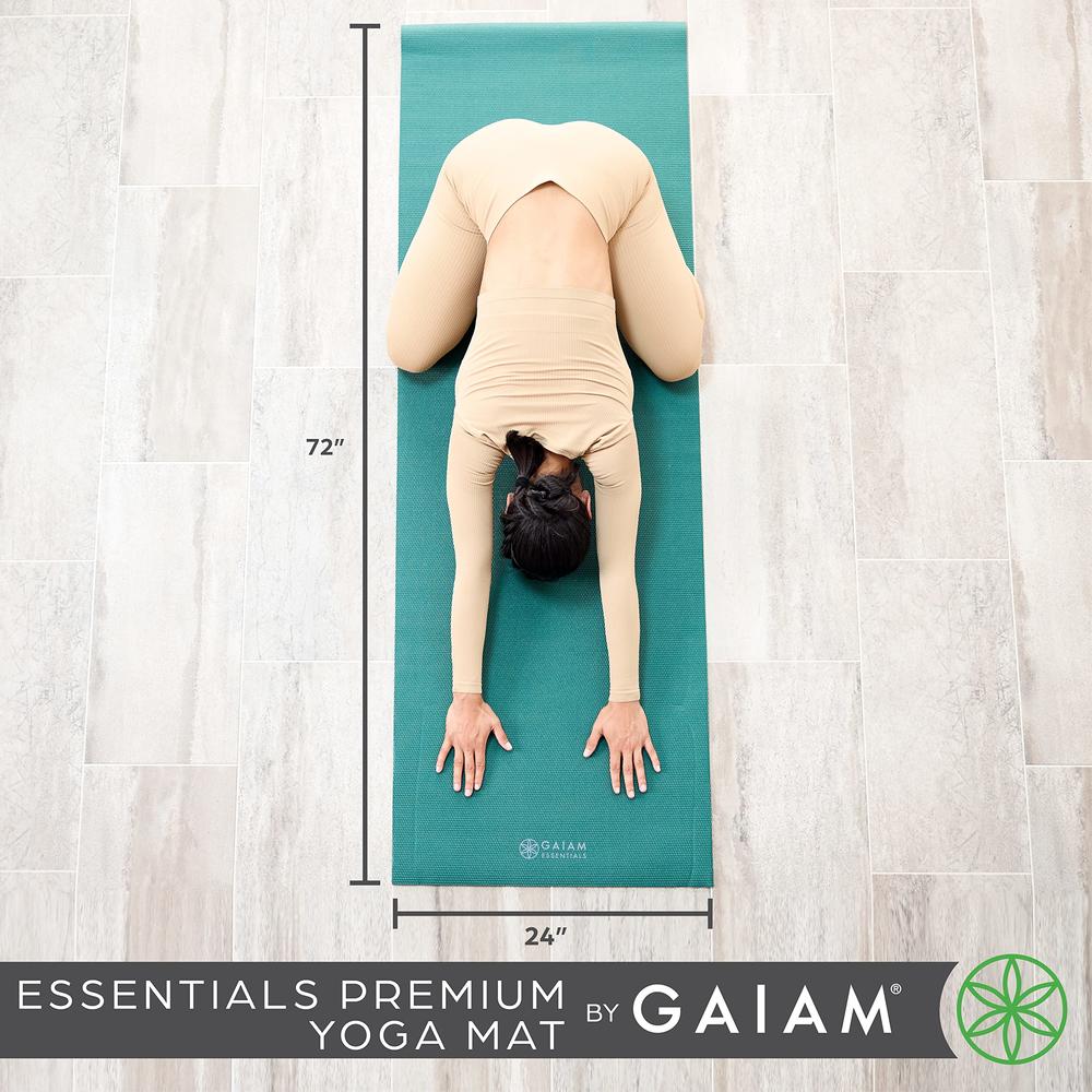 gaiam Essentials Premium Yoga Mat with carrier Sling, Pink, 72 InchL x 24 InchW x 14 Inch Thick