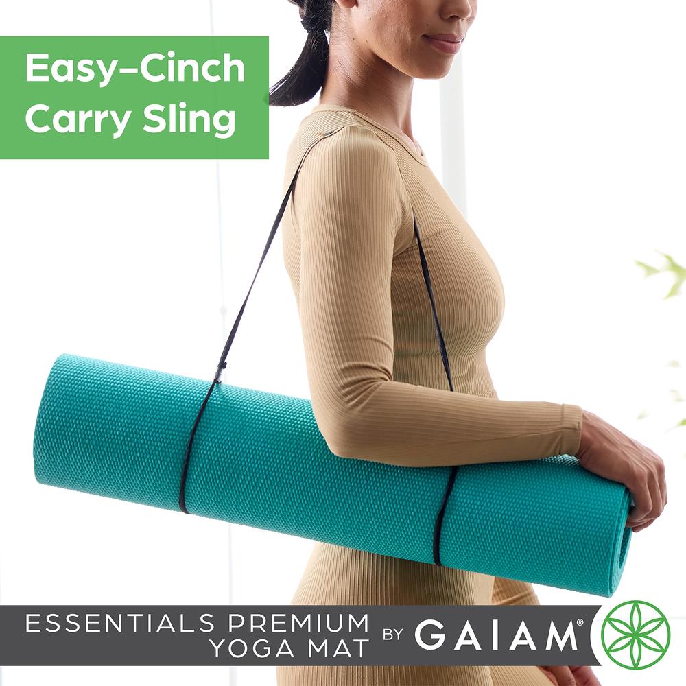 Gaiam Essentials Premium Yoga Mat with Carrier Sling, Orange, 72 InchL x 24 InchW x 1/4 Inch Thick