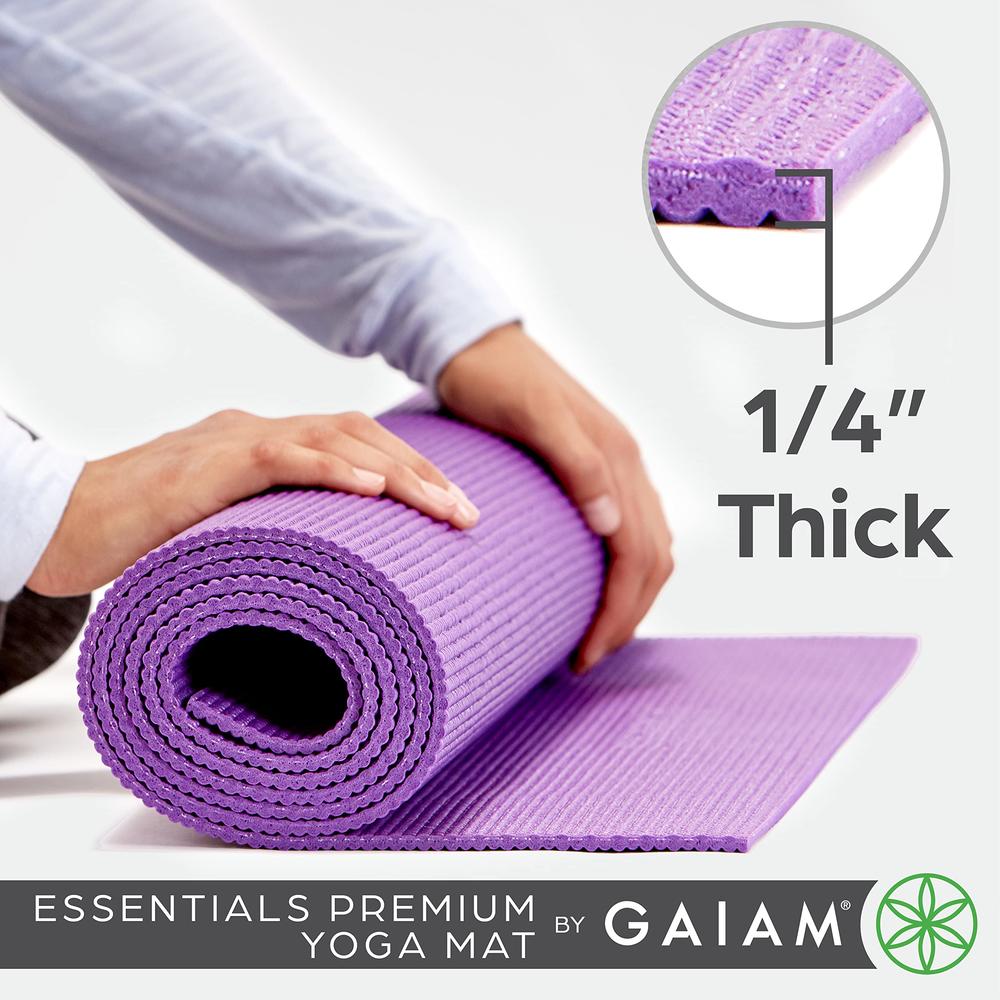 Gaiam Essentials Premium Yoga Mat with Carrier Sling, Orange, 72 InchL x 24 InchW x 1/4 Inch Thick