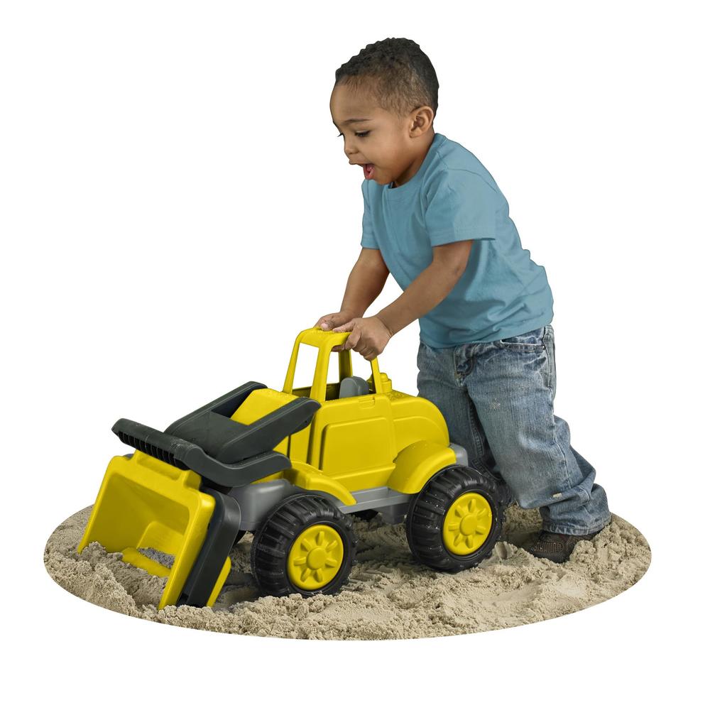 American Plastic Toys Kids’ Yellow Gigantic Loader Truck, Tilting Loading Dump Bucket, Knobby Wheels, & Metal Axles Fit for Indo