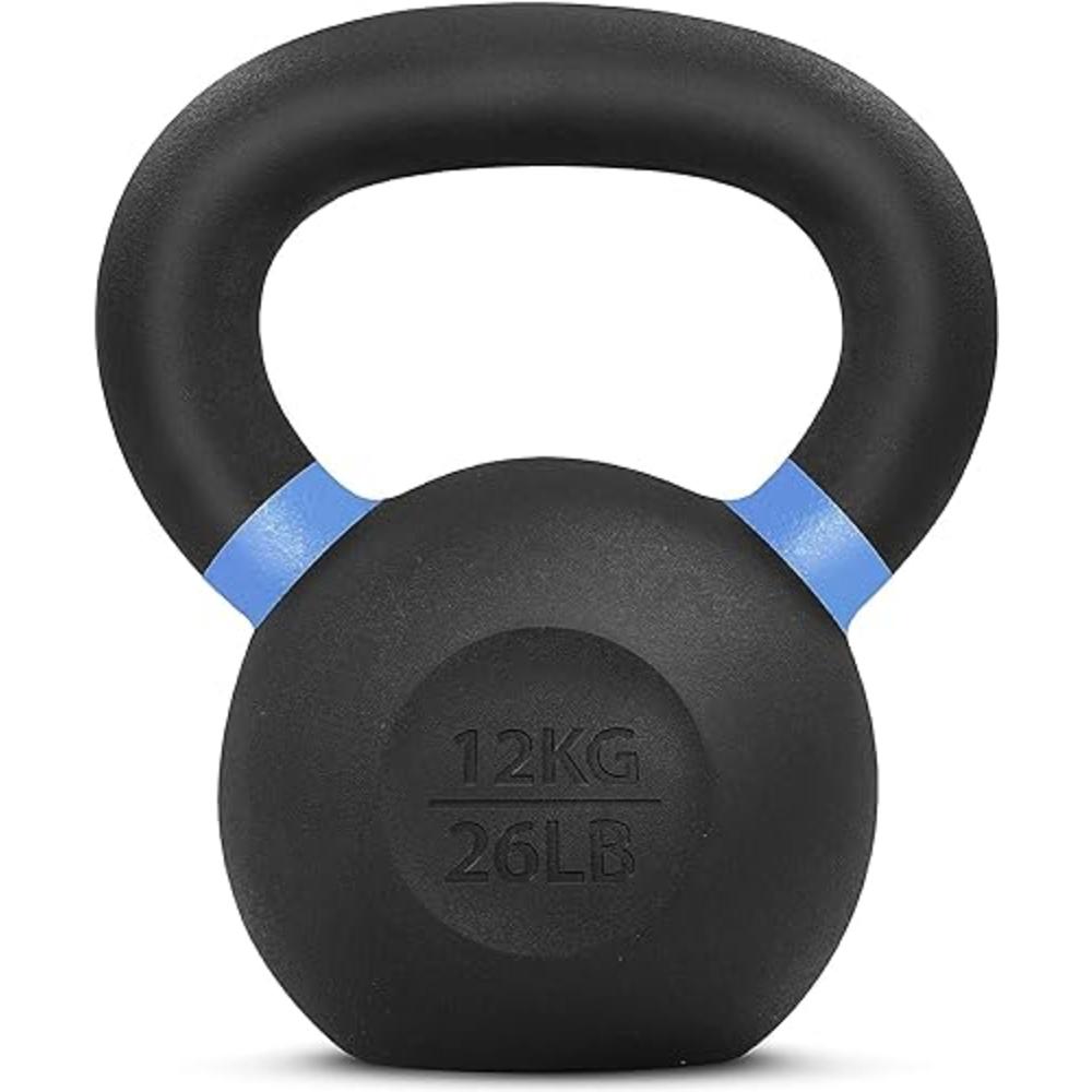 Yes4All Powder Coated Kettlebell Weights with Wide Handles & Flat Bottoms-12kg/26lbs Cast Iron Kettlebells for Strength, Conditi