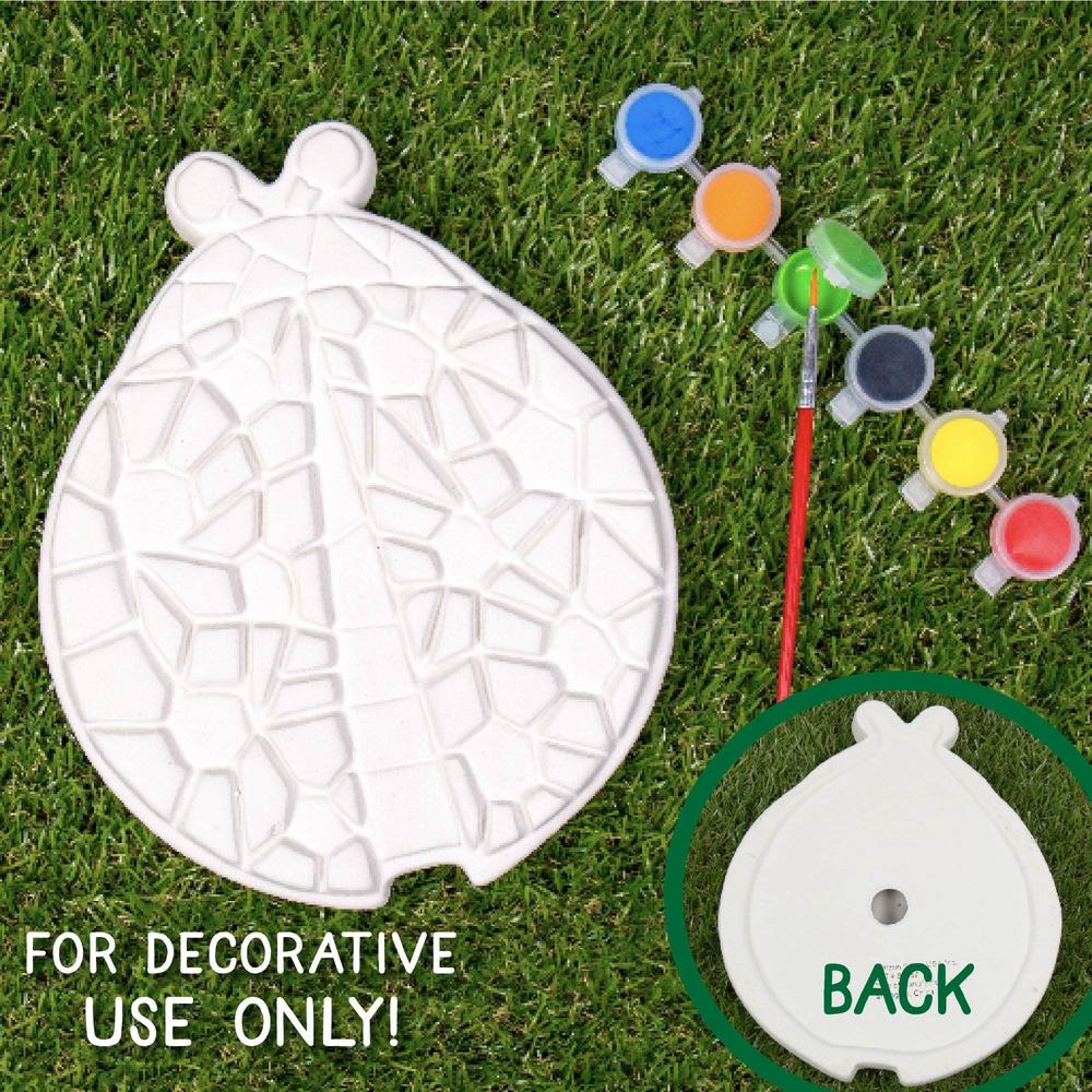 Creative Roots Mosaic Ladybug Stone, Includes 7-Inch Ceramic Stepping Stone & 6 Vibrant Paints, DIY Garden Stepping Stone Kit fo