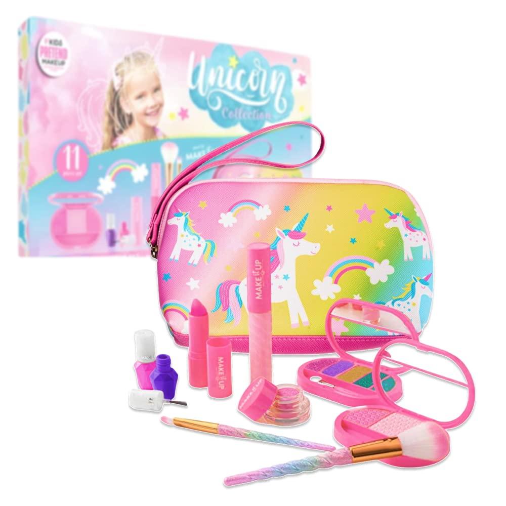 Make it Up Unicorn Pretend Play Kids Makeup Kit I Toddler Girl Toys Make Up Set with Cosmetic Bag I Toddler Makeup Kit for Toddler Vanity I
