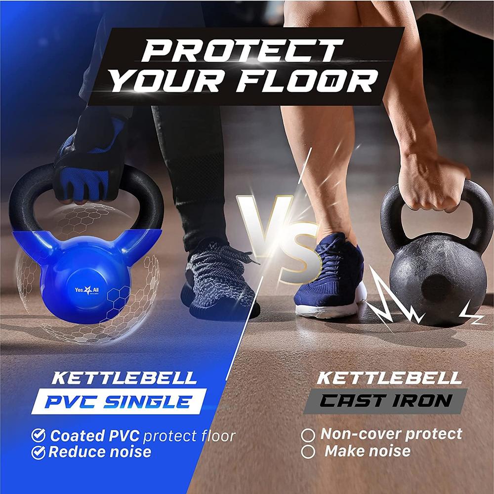 Yes4All 45 lb Kettlebell Vinyl coated cast Iron - great for Dumbbell Weights Exercises, Hand and Heavy Weights for gym, Fitness,