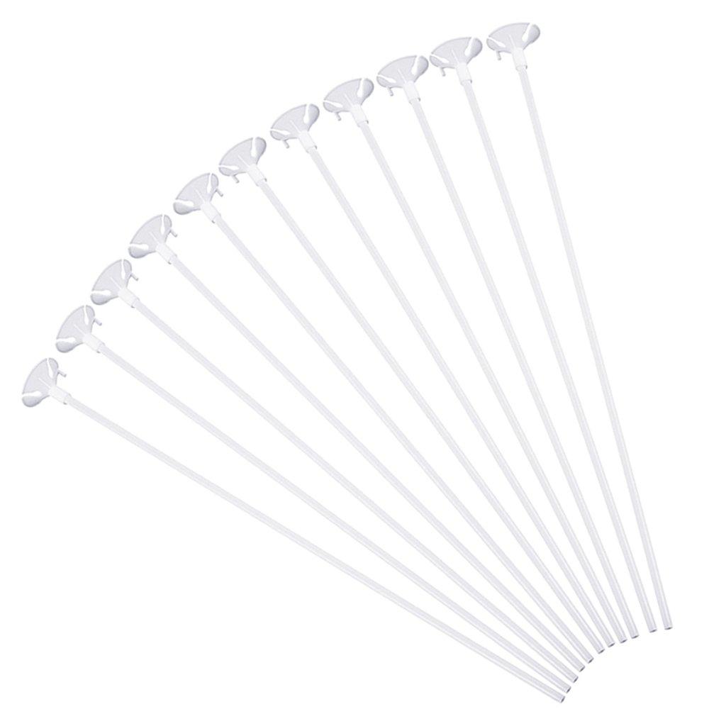 Pllieay 50 Pieces Plastic White Balloon Sticks with Cups for Party, Valentine's Day, Wedding, Anniversary Decoration
