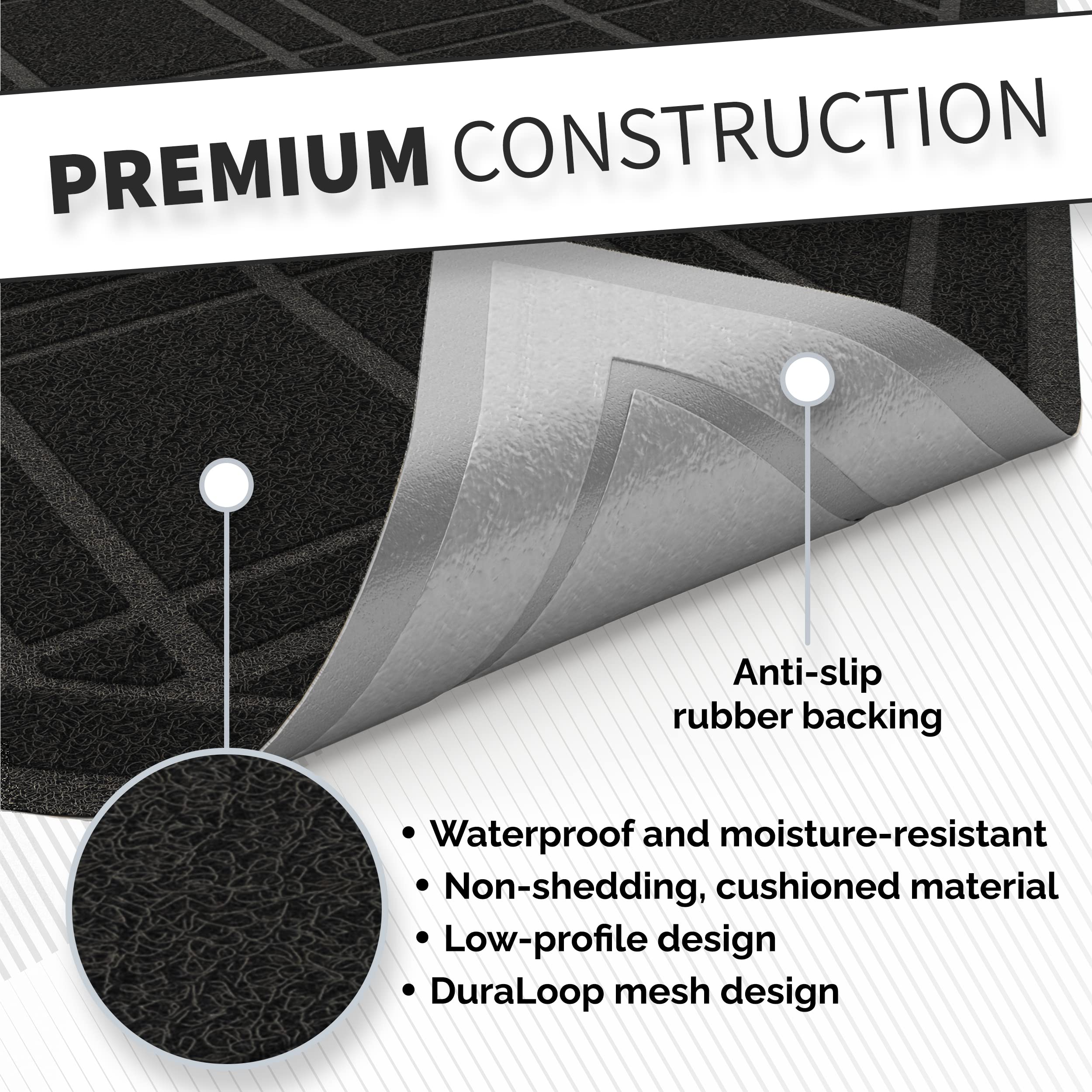 SlipTogrip Universal Door Mat, Plaid Design - Black, 42 x 35 - Anti Slip, Durable & Washable, Outdoor & Indoor Floor Welcome Mat