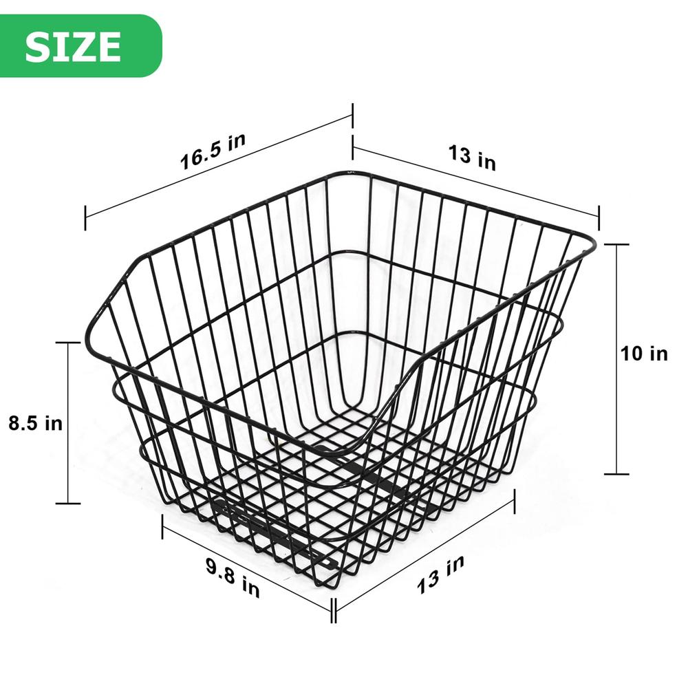 RAYMACE Rear Bike Basket with Waterproof Cover and Cargo Net,Bicycle Cargo Rack Storage X-Large Basket Mount for Back Under Seat